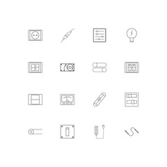 Electrical simple linear icons set. Outlined vector icons