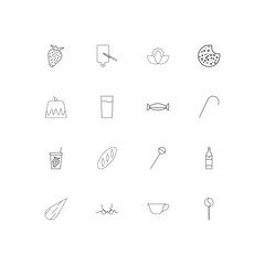 Food And Drink simple linear icons set. Outlined vector icons