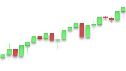 Market chart with color bars 3D rendering on white background