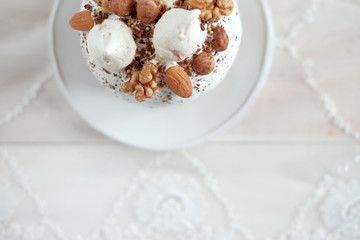Easter cake with nuts on a plate
