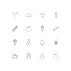 Food And Drink simple linear icons set. Outlined vector icons