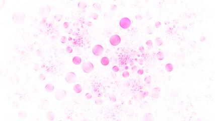 Abstract chaotic pink drops. Digital fractal art. 3D rendering.