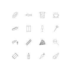 Food And Drink simple linear icons set. Outlined vector icons