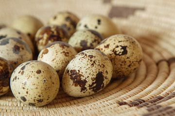 Group of Colorful Quail Eggs