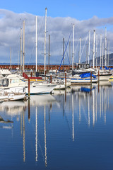 Fototapeta na wymiar Boats in a marina on a sunny day.