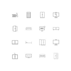 Furniture simple linear icons set. Outlined vector icons