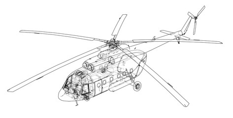 Engineering drawing of helicopter © cherezoff