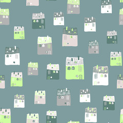 Vector seamless pattern with houses