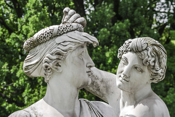 Statue of lovely Nymphs at Rosenstein park in Stuttgart