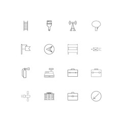 Industry simple linear icons set. Outlined vector icons