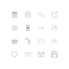 Interface simple linear icons set. Outlined vector icons