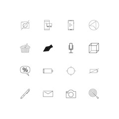 Interface simple linear icons set. Outlined vector icons