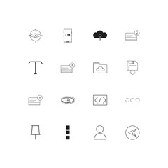 Interface simple linear icons set. Outlined vector icons