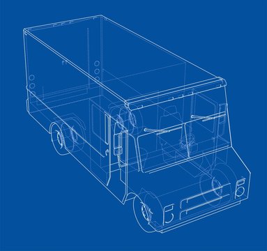 Concept delivery car. 3d illustration