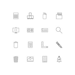 Office simple linear icons set. Outlined vector icons