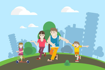Obraz na płótnie Canvas family walking in the park