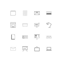 Office simple linear icons set. Outlined vector icons