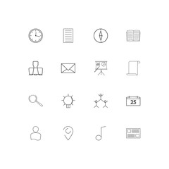 Office simple linear icons set. Outlined vector icons