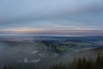 Germany, Endless wide nature landscape view from mountain in black forest near Freiburg im Breisgau