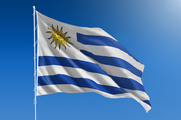 Uruguay flag on a clear blue sky
