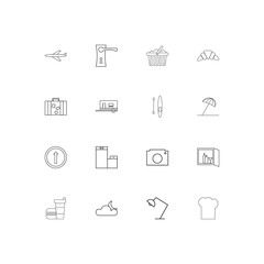 Fototapeta na wymiar Travel simple linear icons set. Outlined vector icons