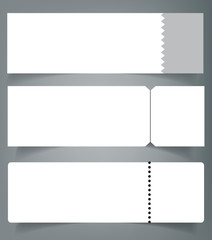 Set of Blank event concert ticket mockup template. Concert, party or festival ticket design template.