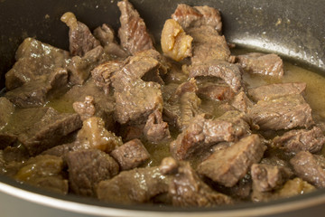 Well-fried meat pieces.