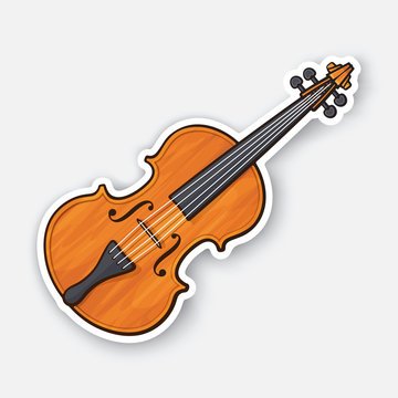 Sticker Of Classic Wooden Violin Without A Bow