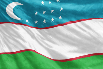 Flag of Uzbekistan full frame close-up