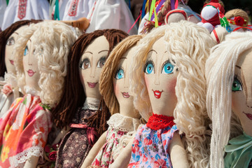 Ukrainian  rag doll. Stuffed Toys. Handmade textile doll ancient culture folk crafts tradition of...