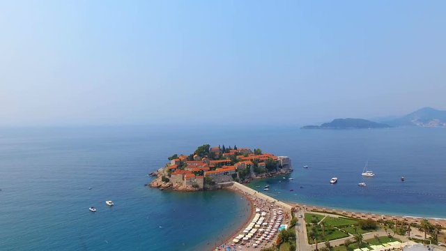 Aerial View Of Hotels on The Island, Montenegro, Sveti Stefan 6
