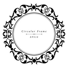 Ornamental antique frame in circular shape