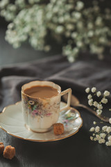Vintage cup of coffee on the table