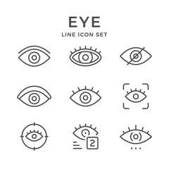 Set line icons of eye