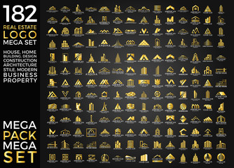 Mega Set and Big Group, Real Estate, Building and Construction Logo Vector Design Eps 10