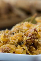 Traditional Polish Easter and Christmas food - bigos - closeup - vertical