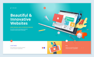 Effective website template design. Modern flat design vector illustration concept of web page design for website and mobile website development. Easy to edit and customize.
