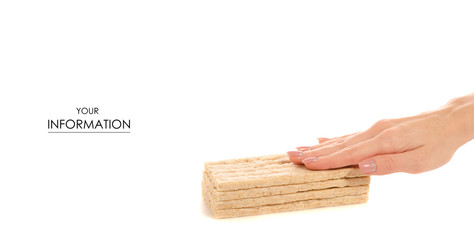 Dietary bread slices in hands pattern