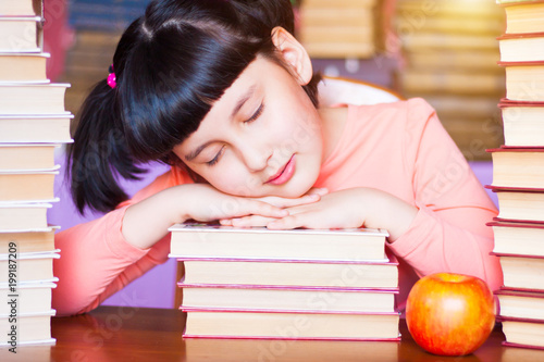 Sleeping On School Desk Kid Dreaming Lying Books Sleeping On School Desk Kid Dreaming Lying Books And Among