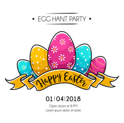 Happy Easter poster with Easter eggs