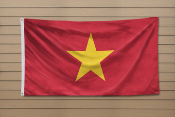 Vietnam Flag hanging on a wall