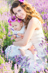 Mom and her daughter in a lavender field