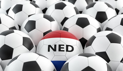 Soccer ball in netherlands national colors - 3D Rendering 