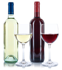 Wein Flaschen Glas Weinflaschen Weinglas Rotwein Weißwein freigestellt Freisteller