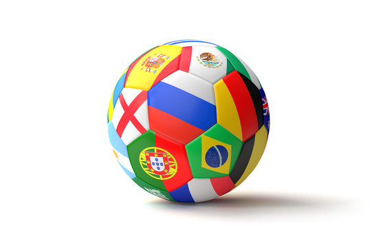 soccer ball flags 3d rendering