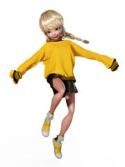 Digital 3D Illustration of a Toon Girl