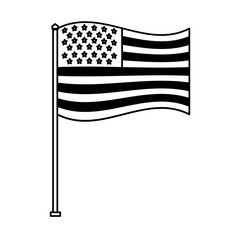 flag of united state of america independence celebration vector illustration black and white