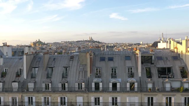Professional video of aerial view on Sacre Coeur in Paris in 4k slow motion 120fps