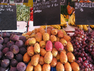 The market with exotic fruits is one of the brightest sights in Vienna. Austria.