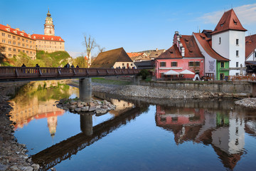 Cityscape of Cesky Krumolov in South Bohemia, Czech Republic.